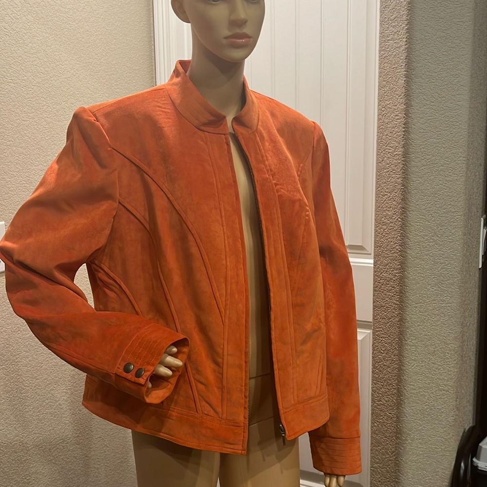 Tribal SZ 16 suede zipper jacket orange color